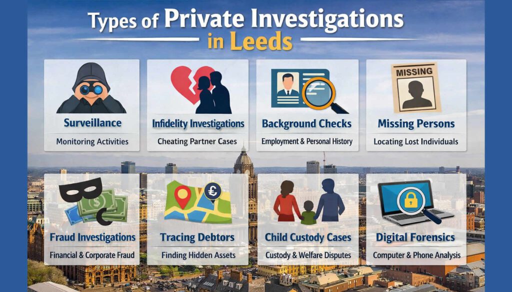 Types of Private Investigations in Leeds